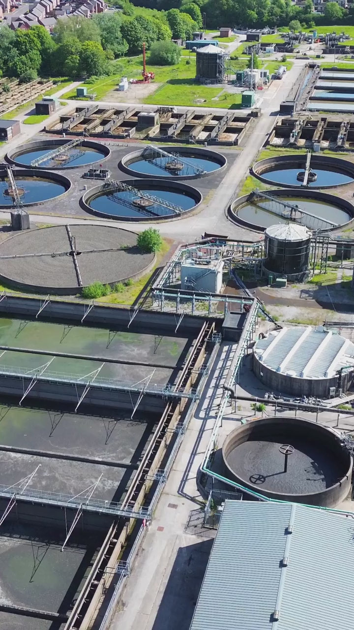 Arial view of Wastewater Treatment plant which uses Zinc Sulfate.